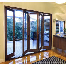 Woodwin Double Tempered Glass Wood and Aluminum Composite Folding Door